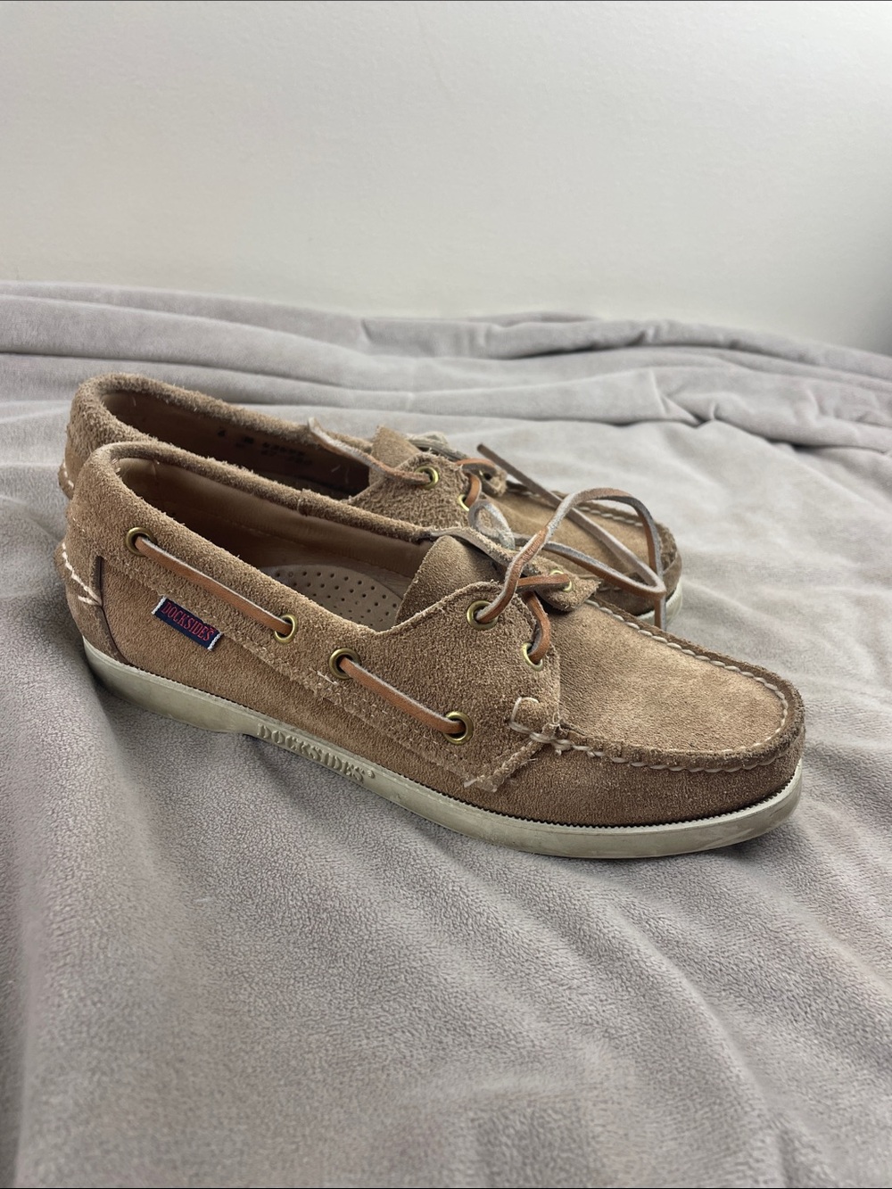 Vintage Sebago Docksides Suede Lace Mocassin Shoes - Picture 2 of 11